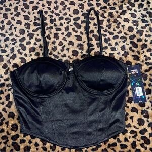 🖤MADDEN NYC Black Satin Bustier Top🖤